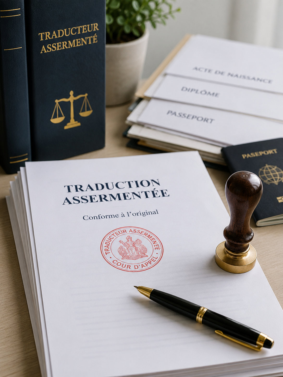 Traduction assermentée arabe français avec documents officiels et tampon certifié